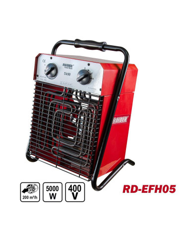Калорифер електрически, трифазен, RAIDER RD-EFH05, 5000W, 400V, 200 куб.м/час дебит