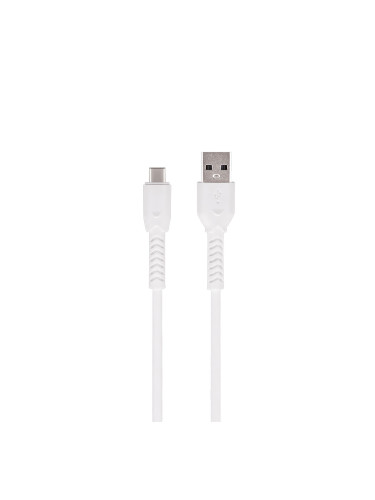 Кабел USB-A - USB-C, Maxlife MXUC-04 1м 3A с подсилени конектори, Бял