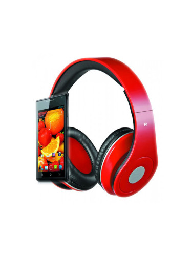 Слушалки големи Rebeltec Audiofeel 2, с кабел 3.5 жак, с микрофон, Червени