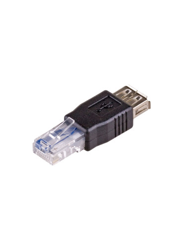 Преходник адаптер Akyga AK-AD-27, женско USB към RJ45, Черен