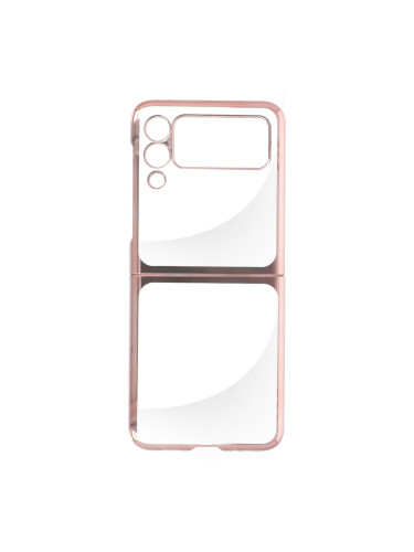 Пластмасов прозрачен кейс MBX с кант, За Samsung Galaxy Z Flip3 5G, Розово-златен