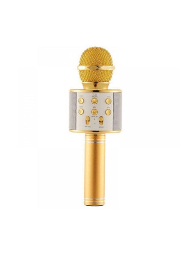 Безжичен микрофон MBX WS-858 с тонколонка, за караоке, Златист