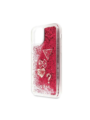 Оригинален кейс Guess Glitter Hearts, За iPhone 11 Pro (5.8), Червен