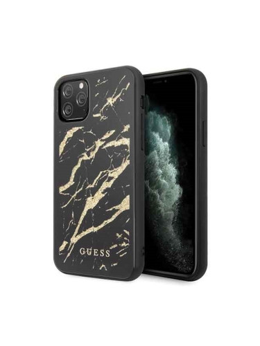 Оригинален кейс Guess Marble Glass, За iPhone 11 Pro (5.8), Черен