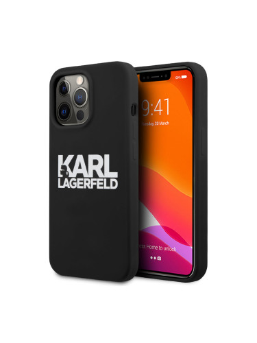 Оригинален кейс Karl Lagerfeld Silicone Stack Logo, За iPhone 13 Pro (6.1), Черен