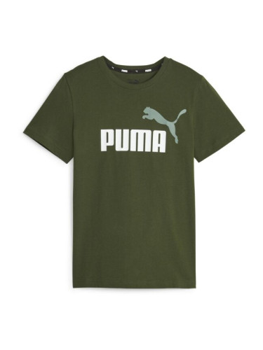 Puma ESS + 2 COL LOGO TEE Тениска за момчета, зелено, размер