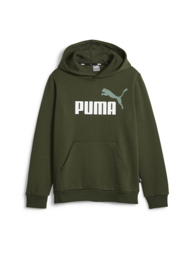 Puma ESS + 2 COL BIG LOGO HOODIE FL B Суитшърт за момчета, зелено, размер