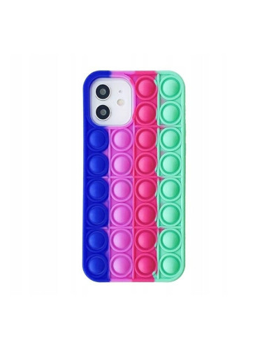 Силиконов кейс bSmart Pop IТ, За iPhone 13 Pro (6.1), Многоцветен, Синя дъга