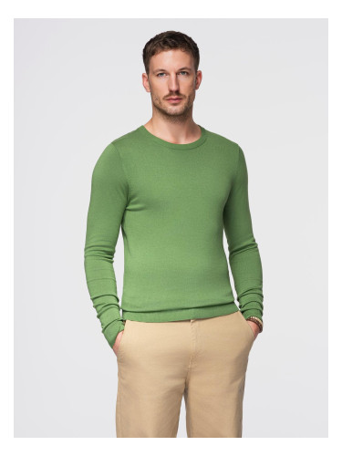 Ombre Classic men's sweater with round neckline - green