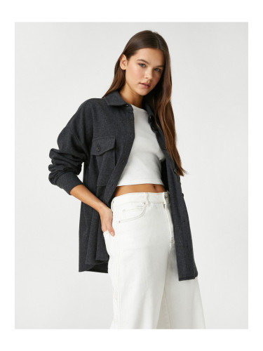 Koton Oversized Shirt with Pocket Detailed Buttons and Long Sleeves