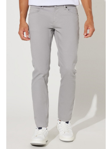 AC&Co / Altınyıldız Classics Men's Gray 360 Degree All Direction Stretch Slim Fit Slim Fit Diagonal Stretch Patterned Trousers