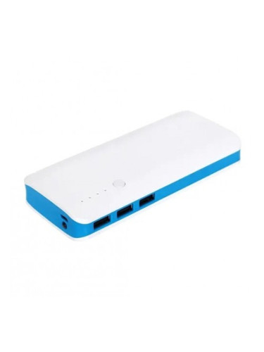 Външна батерия Power Bank bSmart 20000 mAh с 3 USB изхода, Бяла със синьо