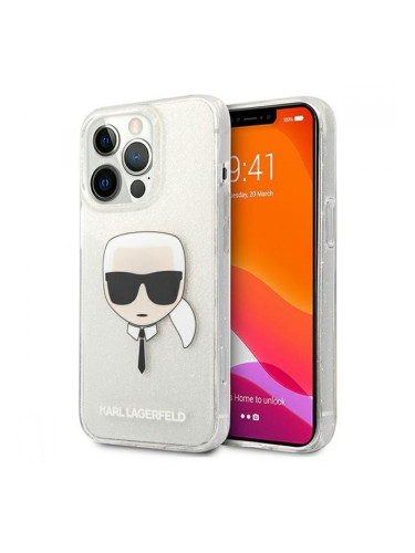 Поликарбонатен гръб Glitter Karl`s Head за iPhone 13, KLHCP13MKHTUGLS, прозрачен