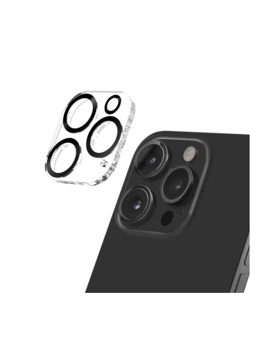 Стъклен протектор за задна камера 5D Full MBX за Apple iPhone 14 Pro, 14 Pro Max с черни рингове, Прозрачен