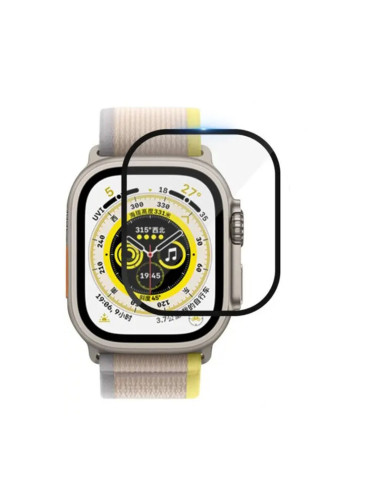 Удароустойчив протектор силиконов за часовник bSmart PET с черен кант за Apple iWatch Ultra 49mm, Прозрачен/Черен