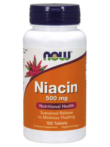 NOW - Витамин B-3 (Niacin) 500 МГ - 100 Таблетки