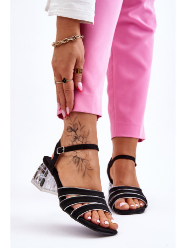 S. BARSKI Велурени сандали с кристали черни Callan