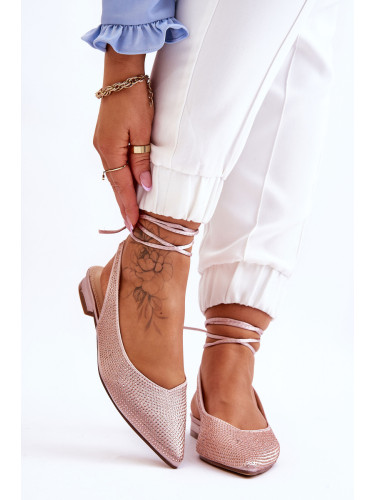 Boto Вързани балерини с кристали бежово Mavis