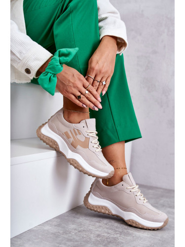 VINCEZA Дамски спортни обувки с връзки Бежови Tolea