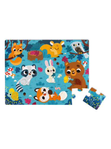 Janod Tactile Puzzle пъзел Forest Animals 2 y+ 20 бр.
