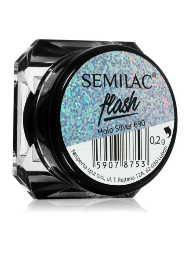 Semilac Flash блестящ прашец за нокти цвят Holo SIlver 690 0,2 гр.