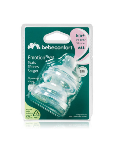 Bebeconfort Emotion Physio Fast Flow биберон за шише 6 m+ 2 бр.