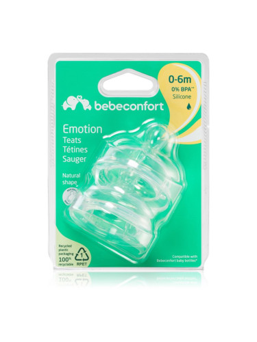 Bebeconfort Emotion Slow Flow биберон за шише 0-6 m 2 бр.