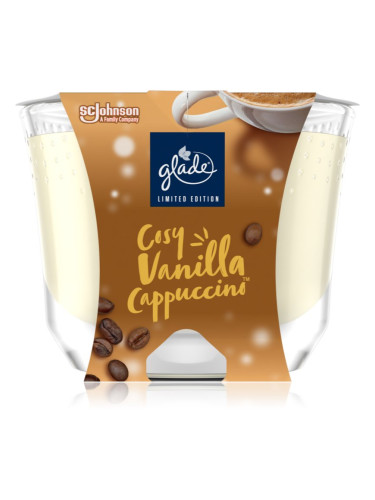 GLADE Cosy Vanilla Cappuccino ароматна свещ с аромат Vanilla Foam, Roasted Coffee, Toasted Hazelnut 224 гр.