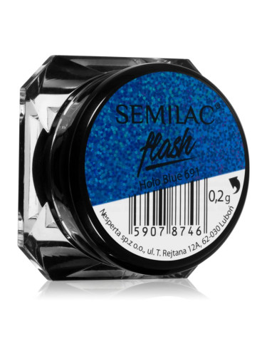 Semilac Flash блестящ прашец за нокти цвят Holo Blue 691 0,2 гр.