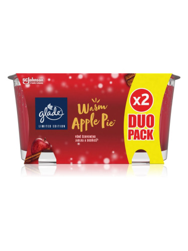 GLADE Warm Apple Pie ароматна свещ дуо аромати Apple, Cinnamon, Baked Crisp 2x129 гр.