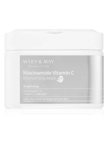 MARY & MAY Niacinamide Vitamin C Brightening Mask комплект платнени маски за озаряване на лицето 30 бр.