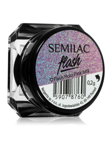 Semilac Flash блестящ прашец за нокти цвят Holo Pink 689 0,2 гр.