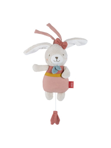 BABY FEHN fehnNATUR Musical Rabbit контрастна играчка за окачане с мелодия 1 бр.