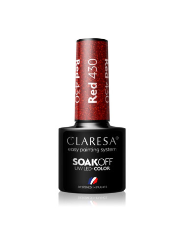 Claresa SoakOff UV/LED Color Rainbow Explosion гел лак за нокти цвят Red 430 5 гр.