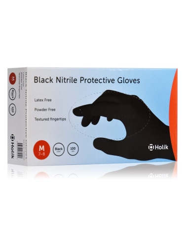 Holík Nitril Black нитрилни защитни ръкавици без пудра размер M 2x50 бр.