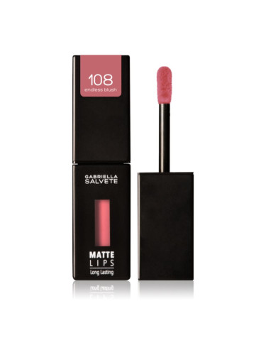 Gabriella Salvete Matte Lips дълготрайно течно червило с матиращ ефект цвят 108 Endless Blush 4,5 мл.