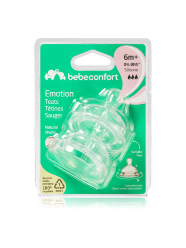 Bebeconfort Emotion Medium to Rapid Flow биберон за шише 6 m+ 2 бр.