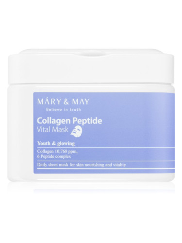 MARY & MAY Collagen Peptide Vital Mask комплект платнени маски с анти-бръчков ефект 30 бр.