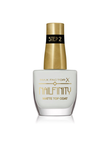 Max Factor Nailfinity Matte Top Coat гел топ лак за нокти с матиращ ефект цвят 101 Velvet Curtain 12 мл.
