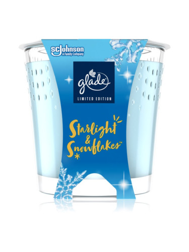 GLADE Starlight & Snowflakes ароматна свещ с аромат Snow, Frosty Air, Ecalyptus 129 гр.