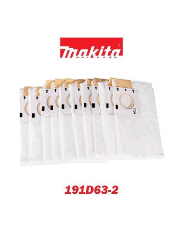 Торба за прах, филтърна, 5л, 10бр., Makita 191D63-2, за модел прахосмукачка DVC560
