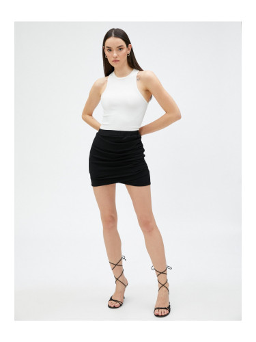 Koton Draped Mini Skirt With Elastic Waist