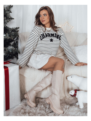 Sweter damski AURORA w paski ecru Dstreet