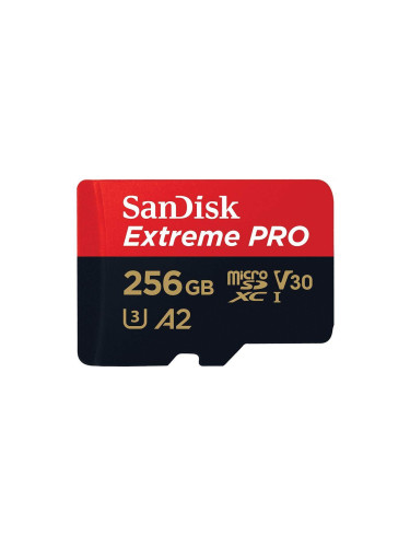 Карта памет SANDISK Extreme PRO microSDXC, 256GB, Class 10 U3, A2, V30, 140 MB/s с адаптер до SD