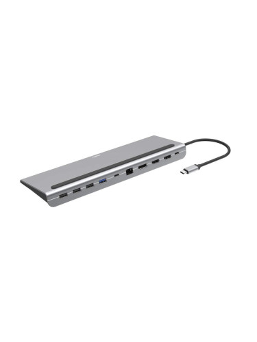 Докинг станция 10 в 1 HAMA Connect2Office Pro, USB-A, USB-C (PD), HDMI, DisplayPort, LAN/Ethernet, Сива