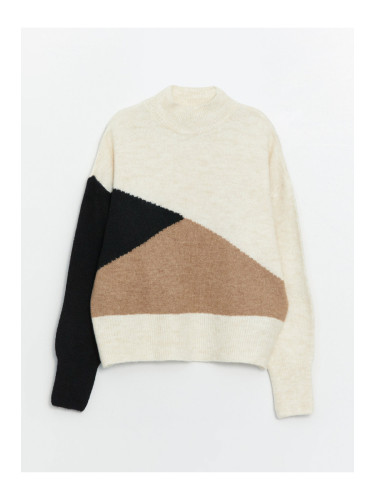 LC Уайкики половин поло цвят блокиран дълъг ръкав жените трикотаж пуловер