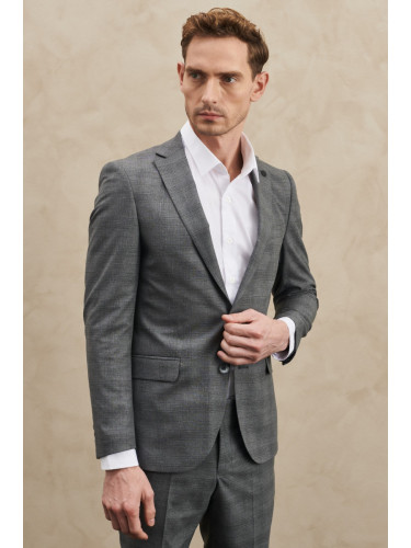 ALTINYILDIZ CLASSICS Men's Gray Extra Slim Fit Slim Fit Monocollar Checkered Suit.