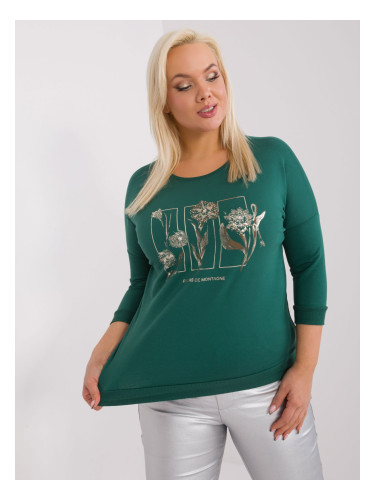 Navy green plus size blouse with appliqués