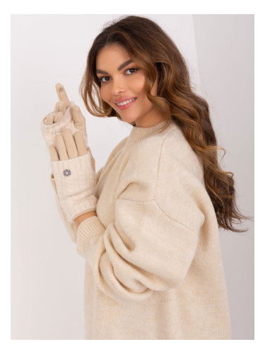 Beige touch gloves with knitted insulation