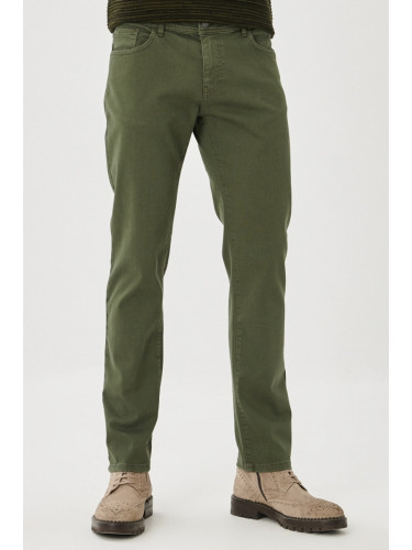 ALTINYILDIZ CLASSICS Men's Green 360 Degree All-Direction Stretch Slim Fit Slim Fit Cotton Flexible Comfortable Trousers